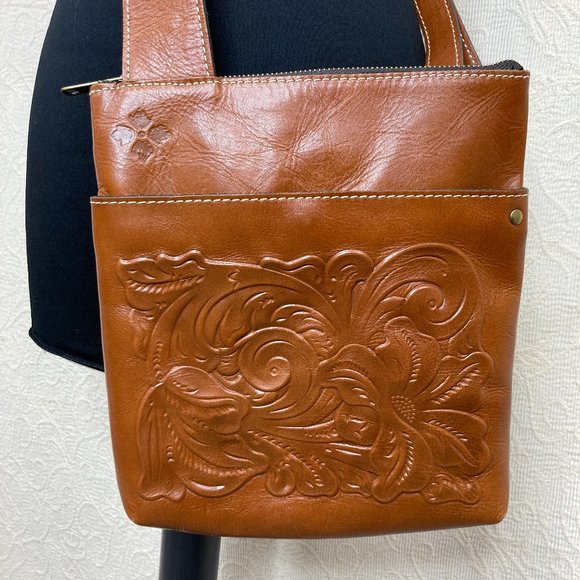Patricia Nash Handbags - Patricia Nash Tooled Italian Leather Stipes Sling Crossbody